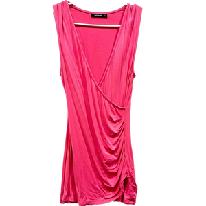 PattyBoutik Hot Pink Sleeveless Wrap Blouse, Small